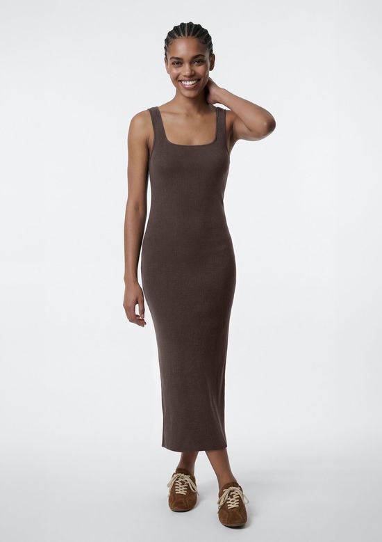 Foto do produto: Vestido Midi Em Ribana Canelada - Marrom