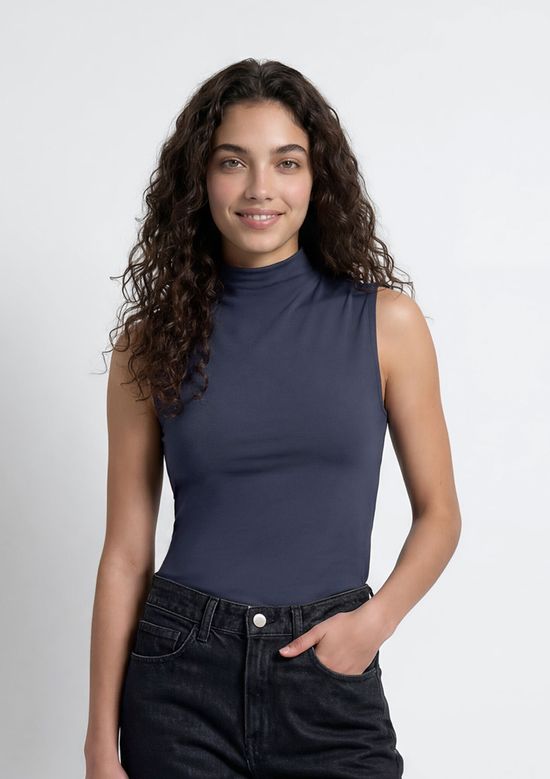 Foto do produto: Regata Feminina Gola Alta Em Interlock - Azul