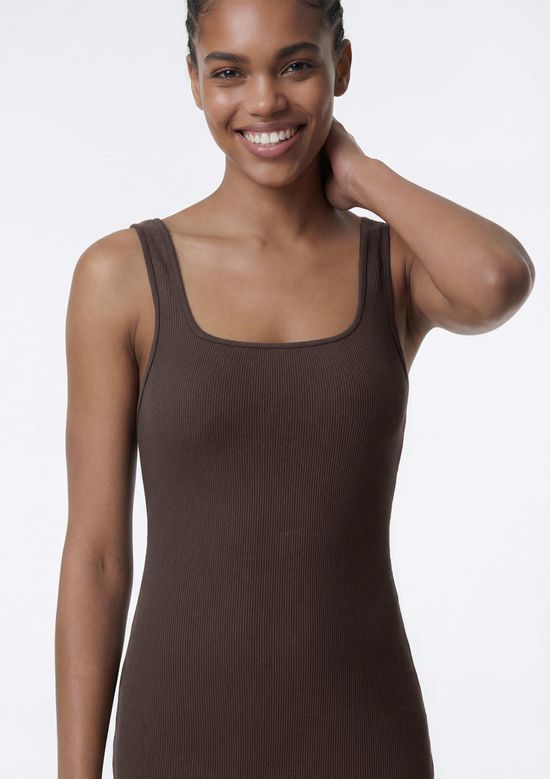 Foto do produto: Vestido Midi Em Ribana Canelada - Marrom