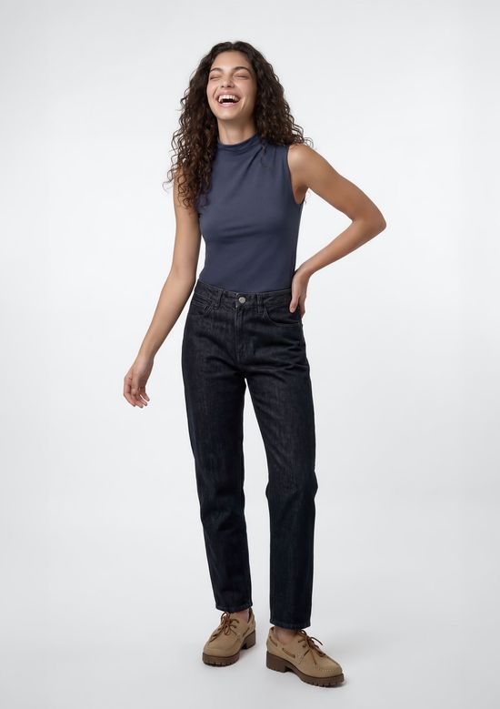 Foto do produto: Regata Feminina Gola Alta Em Interlock - Azul