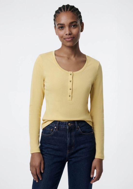 Foto do produto: Blusa Feminina Manga Longa Em Ribana - Amarelo