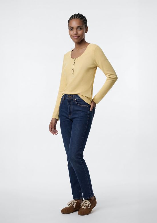 Foto do produto: Blusa Feminina Manga Longa Em Ribana - Amarelo