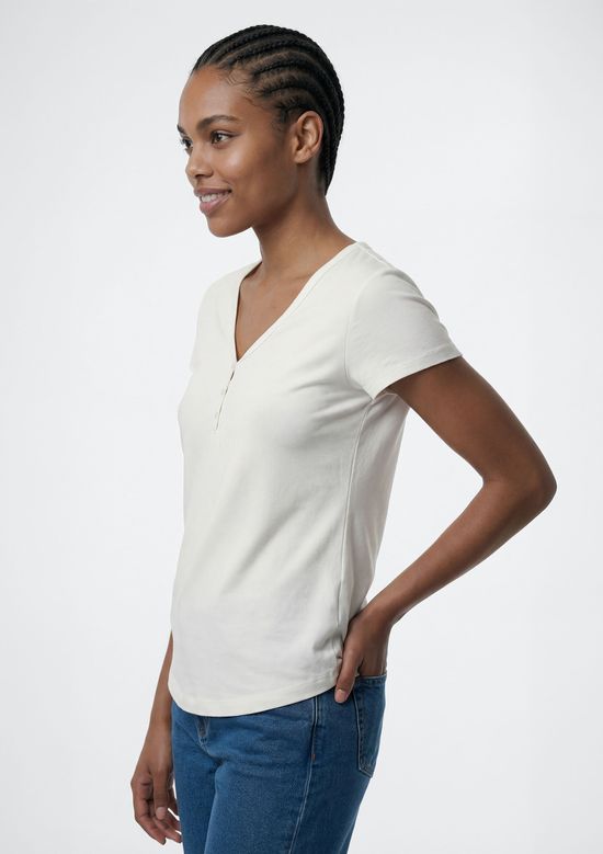 Foto do produto: Blusa Feminina Decote V Canelada - Off white