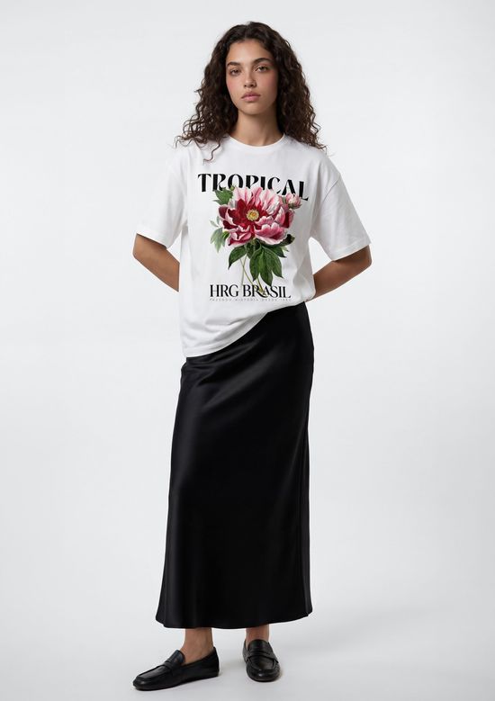 Foto do produto: Saia Midi Evasê Acetinada - Preto