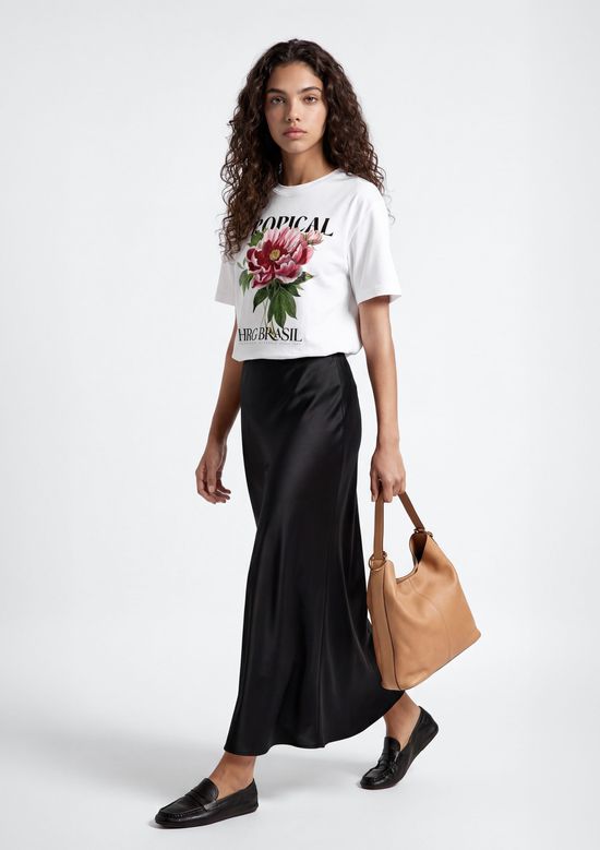 Foto do produto: Saia Midi Evasê Acetinada - Preto