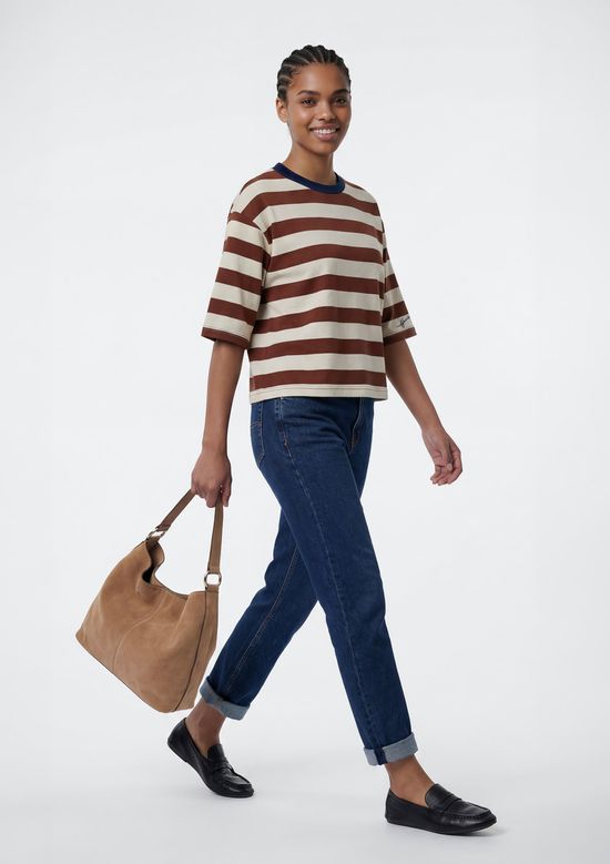 Foto do produto: Camiseta Feminina Box Listrada - Marrom