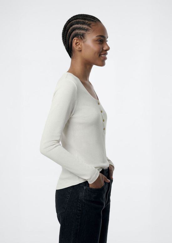 Foto do produto: Blusa Feminina Manga Longa Em Ribana - Off white