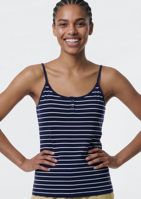 Foto do produto: Regata Feminina Fio Tinto Listrada - Azul