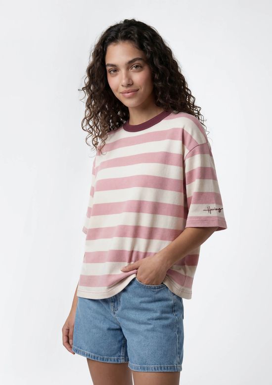 Foto do produto: Camiseta Feminina Box Listrada - Rosa