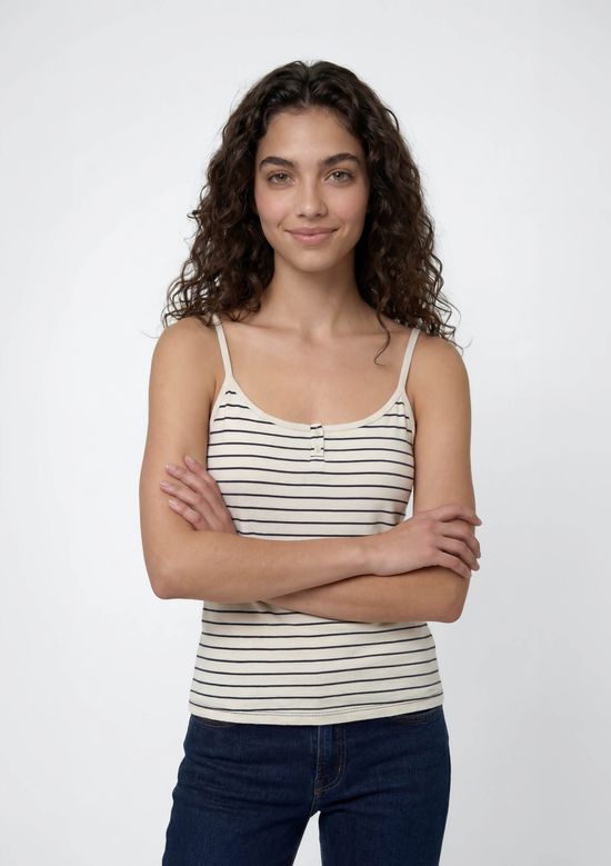 Foto do produto: Regata Feminina Fio Tinto Listrada - Off white
