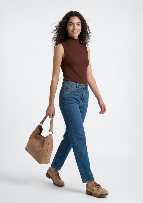 Foto do produto: Regata Feminina Gola Alta Em Interlock - Marrom