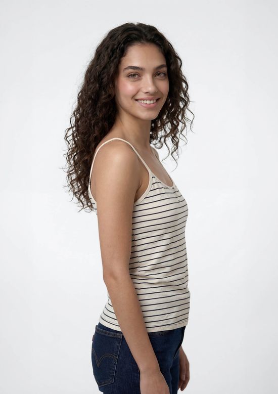 Foto do produto: Regata Feminina Fio Tinto Listrada - Off white