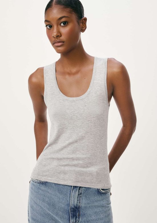 Foto do produto: Regata Feminina Slim Decote U Em Tricô De Viscose - Cinza