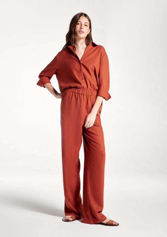 Foto do produto: Calça Feminina Reta Em Viscolinho - Terracota