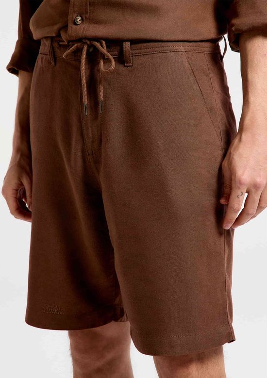 Foto do produto: Bermuda Básica Masculina Chino Em Linho - Marrom