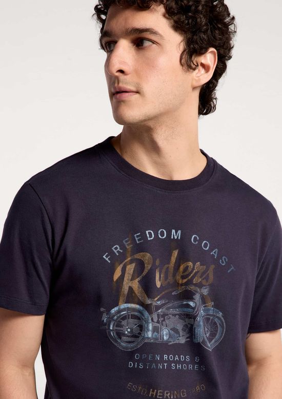 Foto do produto: Camiseta Masculina Manga Curta Com Estampa - Azul