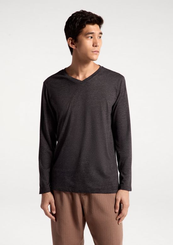 Foto do produto: Camiseta Básica Masculina Manga Longa Gola V World - Cinza