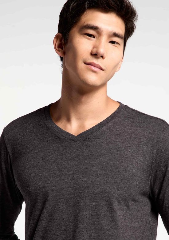 Foto do produto: Camiseta Básica Masculina Manga Longa Gola V World - Cinza