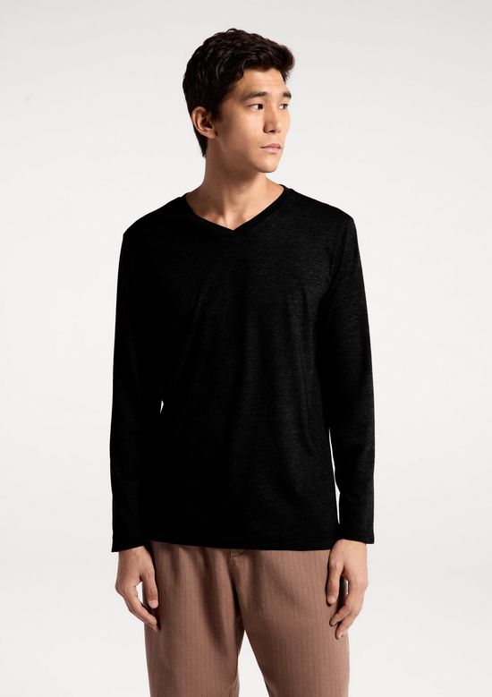 Foto do produto: Camiseta Básica Masculina Manga Longa Gola V World - Preto