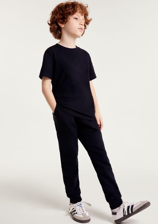 Foto do produto: Calça Básica Infantil Menino Em Moletom Peluciado Com Bolso - Preto