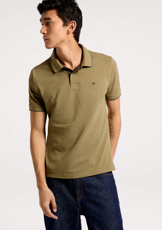 Foto do produto: Camisa Polo Básica Masculina Em Piquet Com Bordado - Verde
