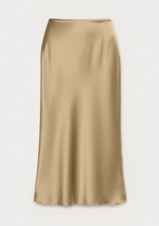 Foto do produto: Saia Midi Evasê Acetinada - Bege