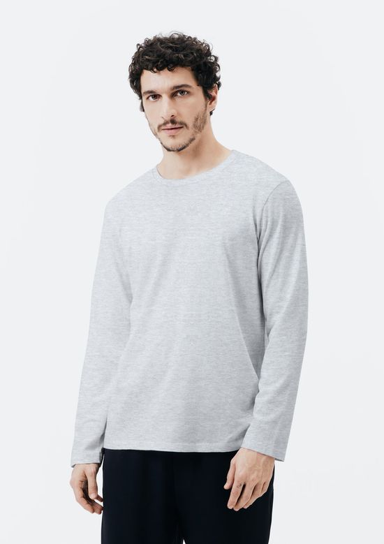 Foto do produto: Camiseta Básica Masculina Manga Longa World - Cinza