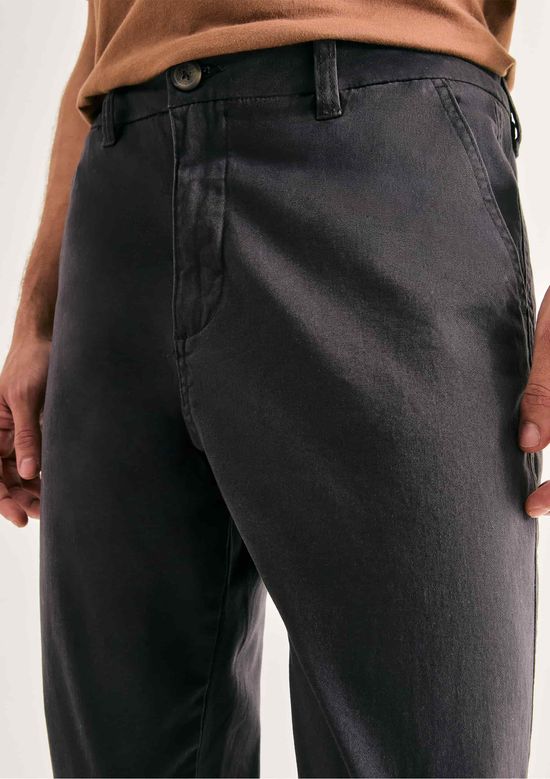 Foto do produto: Calça Básica Masculina Chino Slim Em Sarja Com Elastano - Cinza