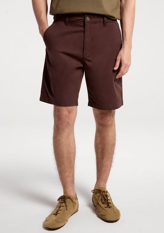 Foto do produto: Bermuda Básica Masculina Chino Reta Em Sarja - Marrom