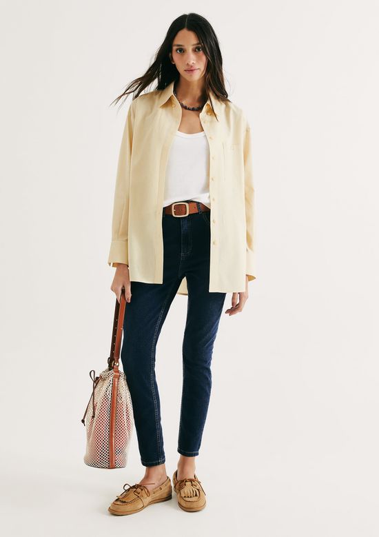 Foto do produto: Calça Jeans Básica Feminina Cintura Média Skinny - Azul