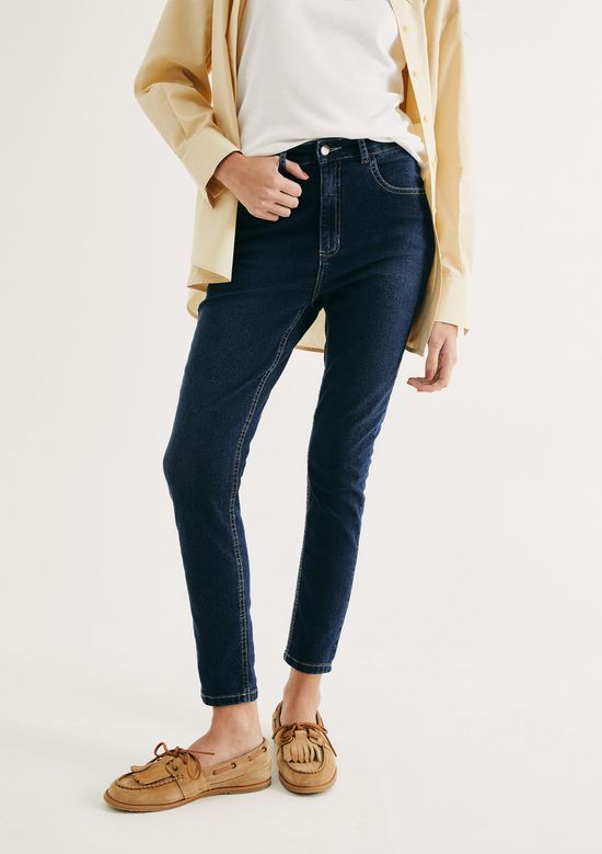 Foto do produto: Calça Jeans Básica Feminina Cintura Média Skinny - Azul