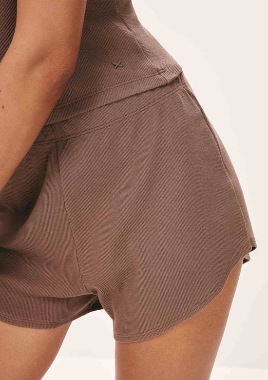 Foto do produto: Pijama Curto Feminino Básico Em Ribana Canelada - Marrom