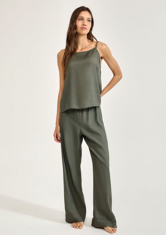 Foto do produto: Pijama Longo Feminino Alças Finas Em Viscose - Verde