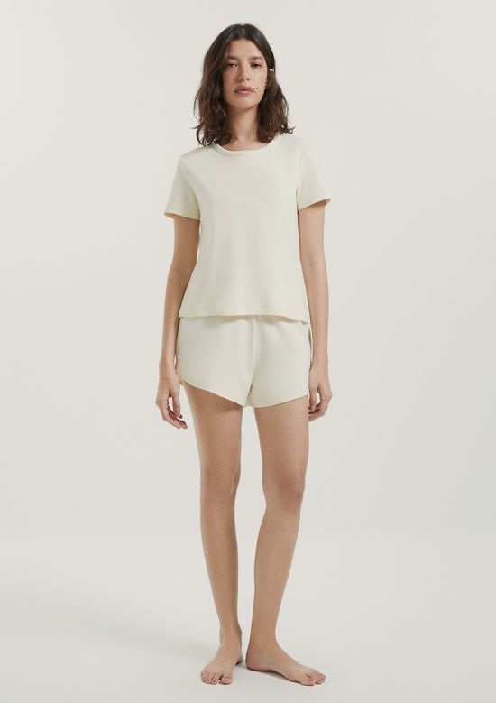 Foto do produto: Pijama Curto Feminino Texturizado - Creme