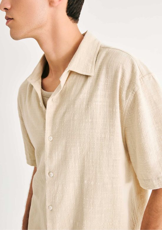 Foto do produto: Camisa Masculina Manga Curta Em Algodão - Bege