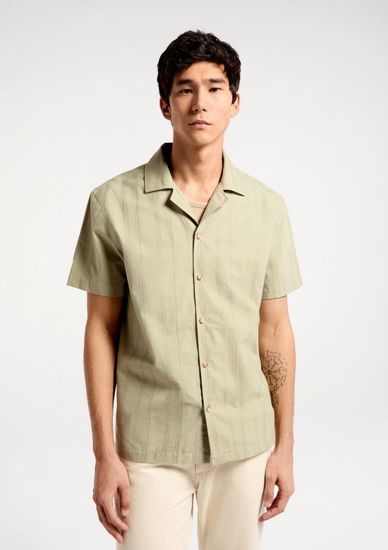 Foto do produto: Camisa Masculina Listrada Em Algodão - Cinza