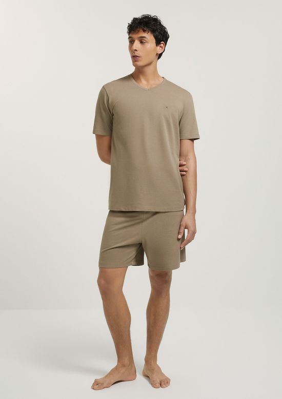 Foto do produto: Pijama Curto Masculino Em Piquet - Bege