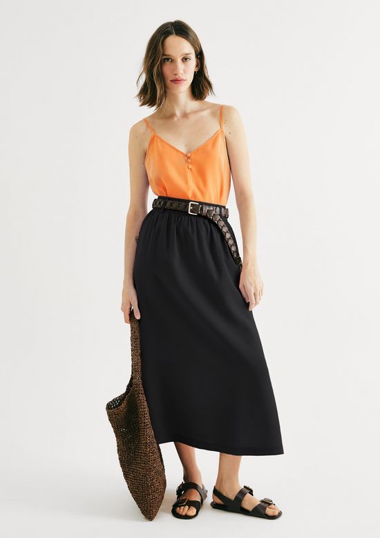 Foto do produto: Saia Midi Cintura Média Em Peach Touch - Preto