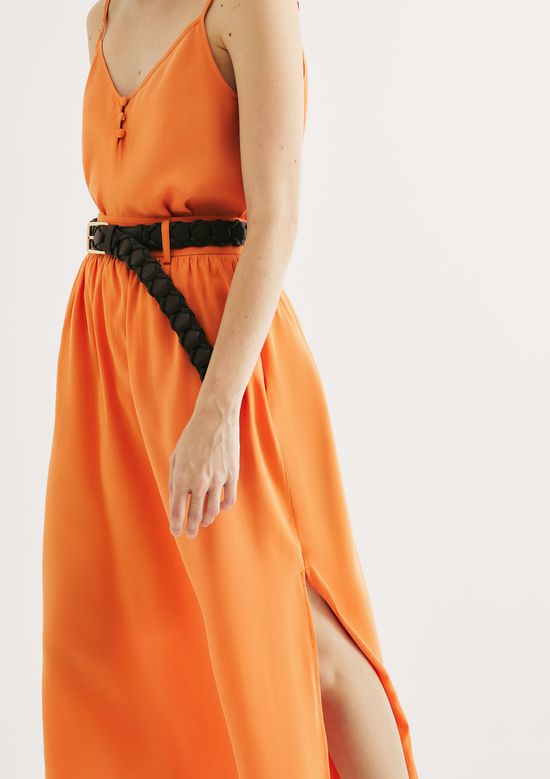 Foto do produto: Saia Midi Cintura Média Em Peach Touch - Laranja