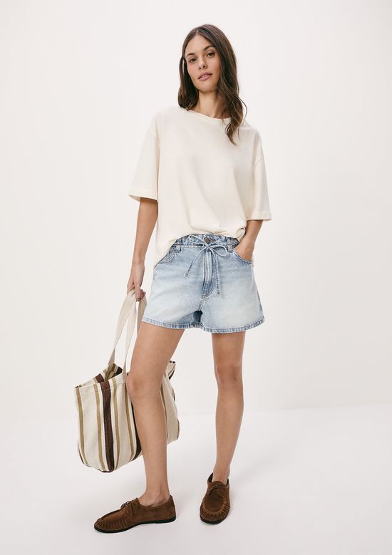 Foto do produto: Shorts Jeans Feminino Com Cordão - Azul