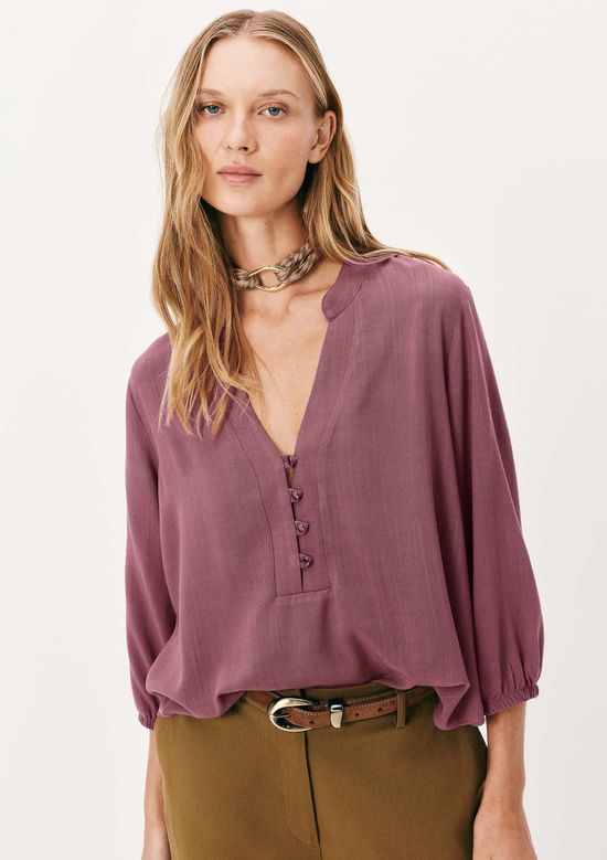 Foto do produto: Blusa Básica Feminina Manga 7/8 Bufante - Rosa