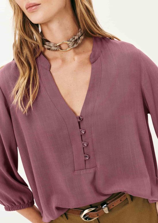 Foto do produto: Blusa Básica Feminina Manga 7/8 Bufante - Rosa