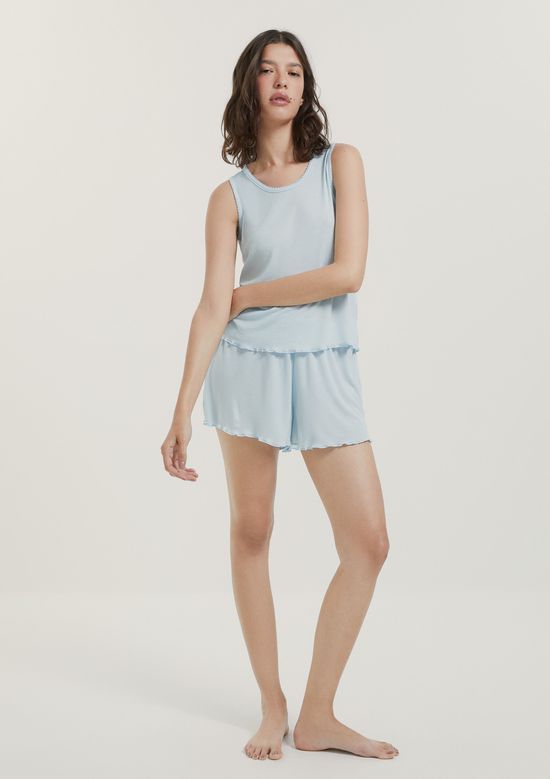 Foto do produto: Pijama Curto Feminino Em Ribana - Azul