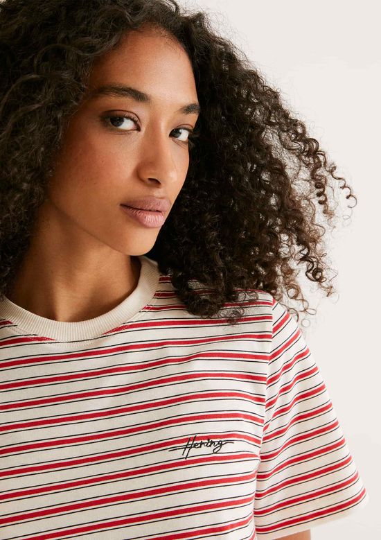 Foto do produto: Camiseta Feminina Manga Curta Listrada - Vermelho