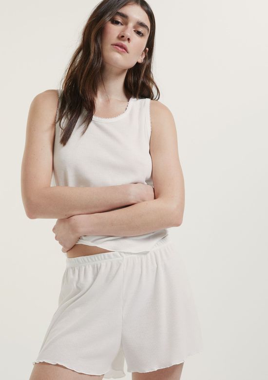 Foto do produto: Pijama Curto Feminino Em Ribana - Off white