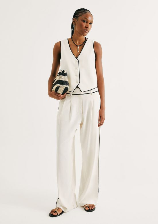 Foto do produto: Calça Feminina Reta Com Linho - Off white