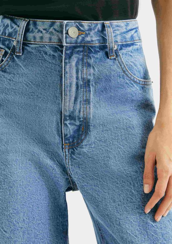 Foto do produto: Calça Jeans Feminina Pantalona Cintura Alta - Azul