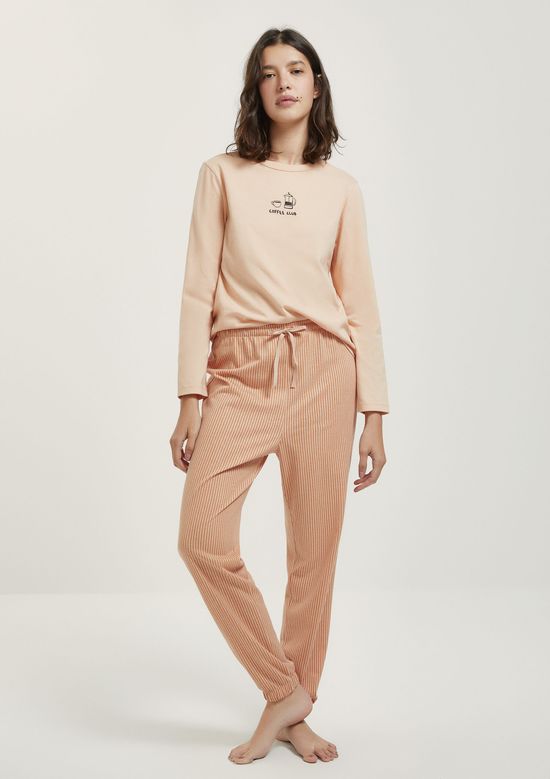Foto do produto: Pijama Longo Feminino Estampado - Laranja