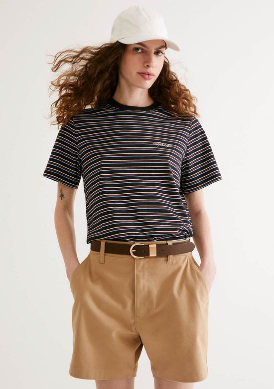 Foto do produto: Camiseta Feminina Manga Curta Listrada - Preto
