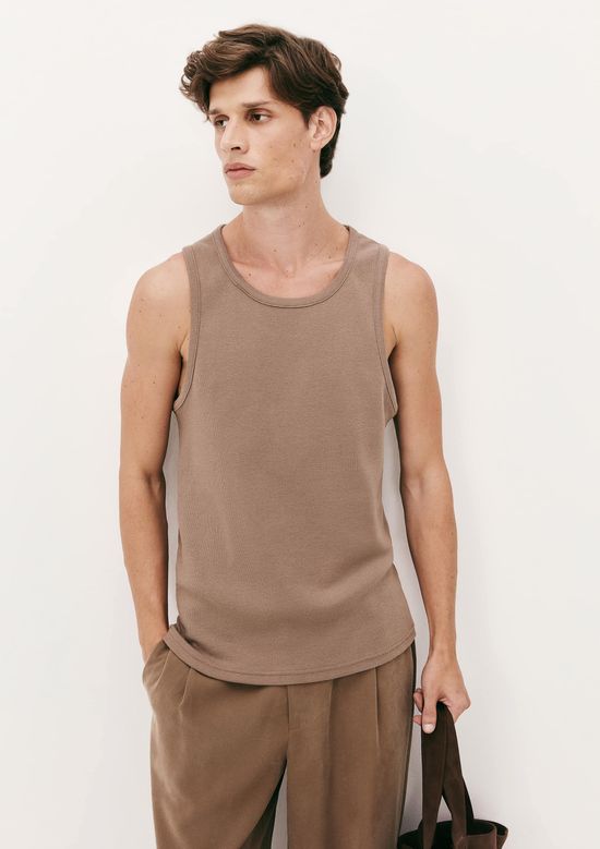 Foto do produto: Regata Masculina Regular Em Ribana Canelada - Marrom